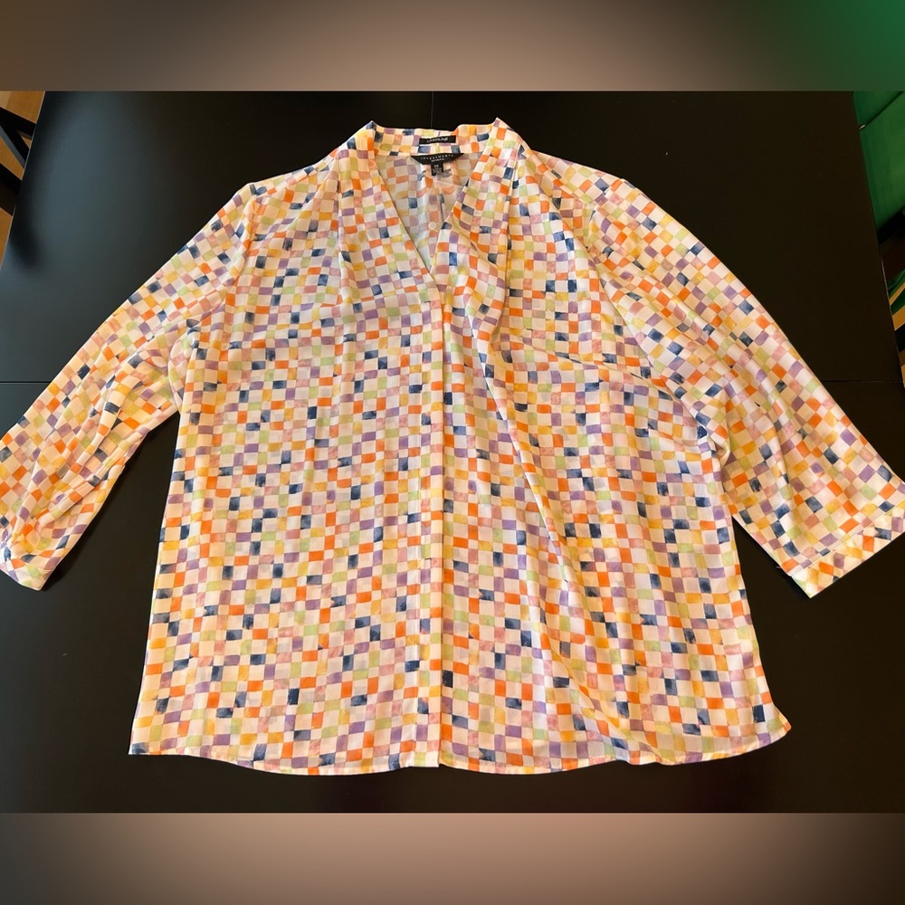 Investments‎ Caroline Tunic Top Blouse 2XL V-neck 3/4 Sleeve NWT $59